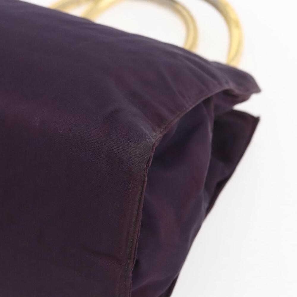 PRADA Hand Bag Nylon Metal Purple Gold Auth 155415 - Picture 9 of 16